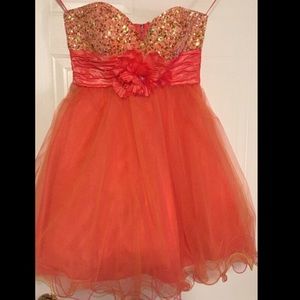 Coral sequins dress